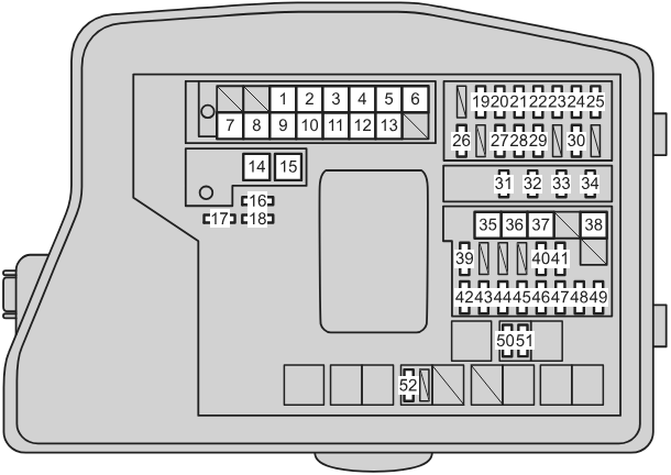 Toyota Verso (2014): Engine compartment fuse box diagram