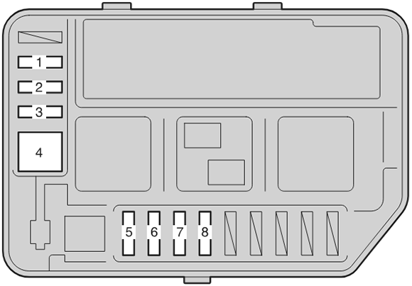 Toyota Verso-S (XP120; 2011-2013): Engine compartment fuse box #2 diagram