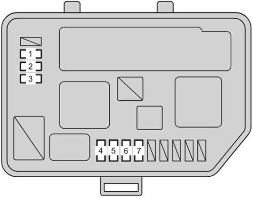 Toyota Yaris (XP130; 2012-2014): Engine compartment fuse box #2 diagram