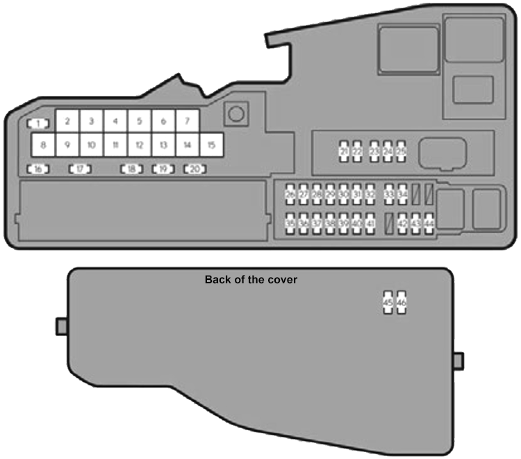 Lexus ES350 / ES300H (2013): Engine compartment fuse box diagram