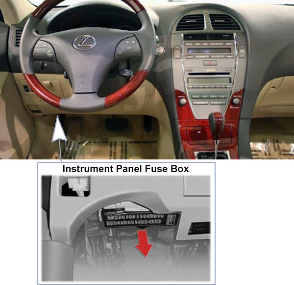 Lexus ES350 (XV40; 2007-2009): Passenger compartment fuse panel location