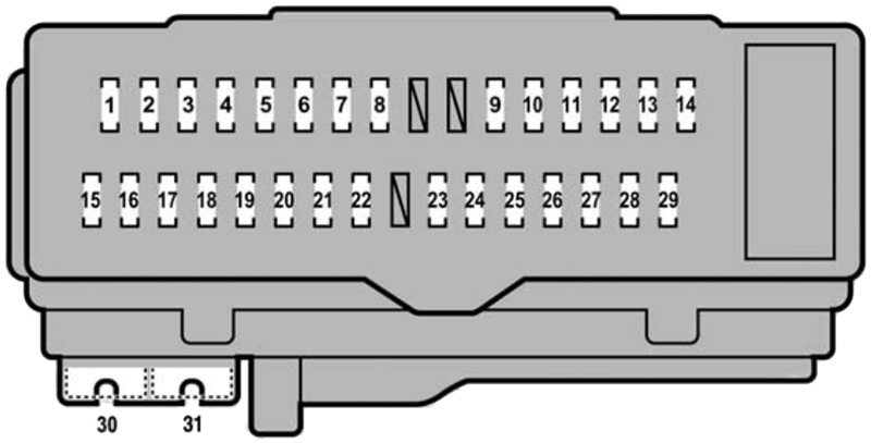 Lexus ES350 (XV40; 2010-2012): Instrument panel fuse box diagram