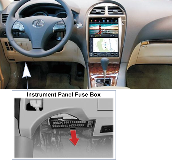Lexus ES350 (XV40; 2010-2012): Passenger compartment fuse panel location