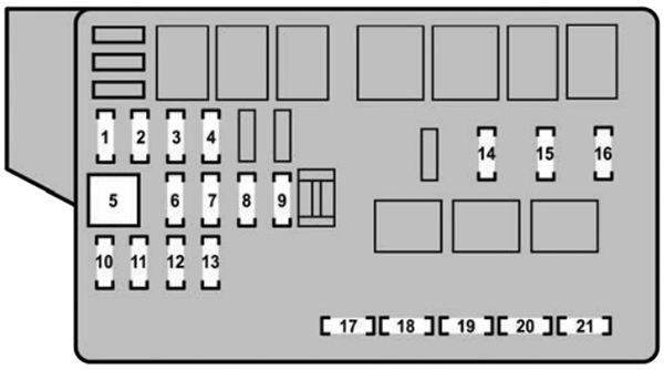 Lexus GS350 / GS430 (2007): Engine compartment fuse box #2 diagram