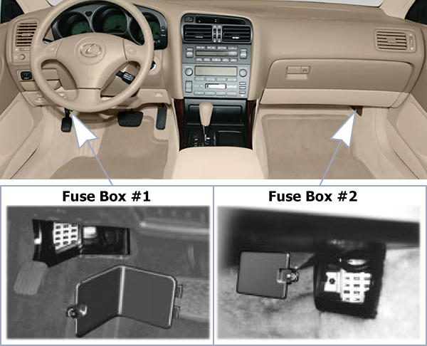 Lexus GS300 & GS430 (2001-2005): Passenger compartment fuse panel location