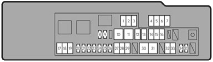 Lexus GS350 (2013): Engine compartment fuse box #1 diagram