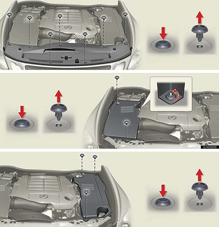 Lexus GS350 & GS460 (2008-2011): Removing the engine compartment cover