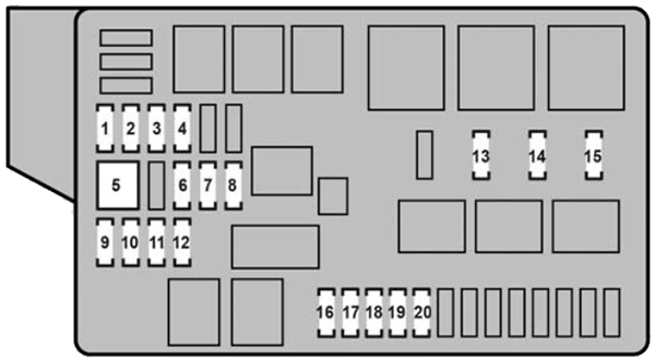 Lexus GS350 (2008-2009): Engine compartment fuse box #2 diagram