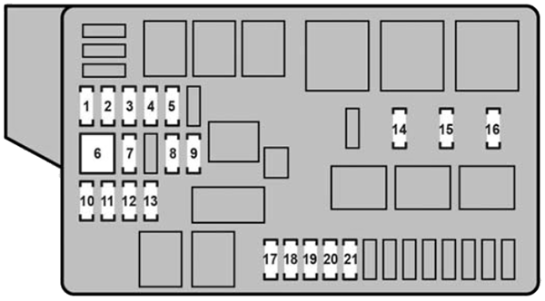 Lexus GS460 (2008-2009): Engine compartment fuse box #2 diagram