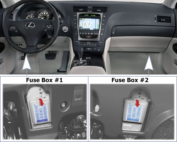 Lexus GS350 & GS460 (2008-2011): Passenger compartment fuse panel location