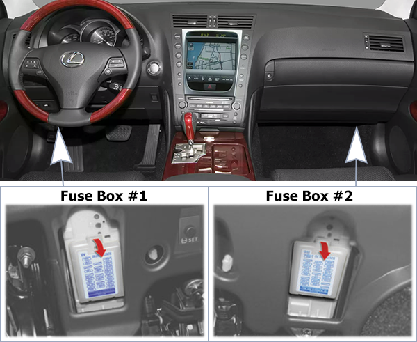 Lexus GS450H (2007-2011): Passenger compartment fuse panel location