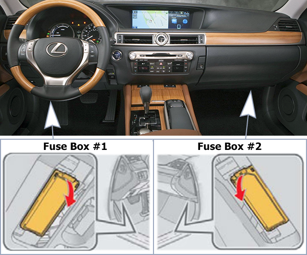 Lexus GS450H (2013-2015): Passenger compartment fuse panel location