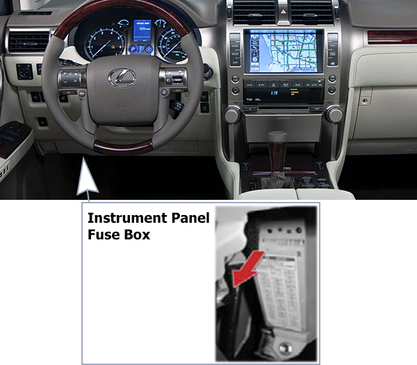 Lexus GX460 (J150; 2010-2013): Passenger compartment fuse panel location
