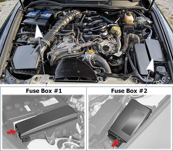 Lexus IS250 & IS350 (2006-2008): Engine compartment fuse box location