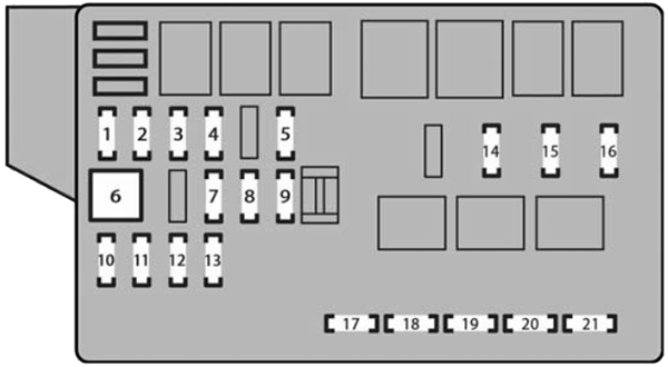 Lexus IS250 & IS350 (2006): Engine compartment fuse box #2 diagram