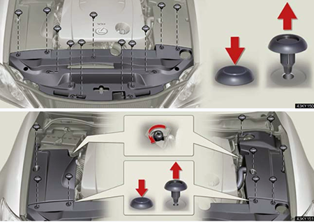 Lexus IS250 & IS350 (2009-2010): Removing the engine compartment covers