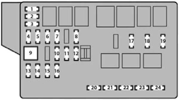 Lexus IS250 & IS350 (2009): Engine compartment fuse box #2 diagram