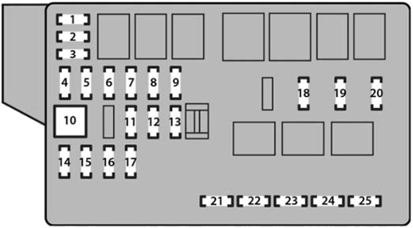 Lexus IS250 & IS350 (2010): Engine compartment fuse box #2 diagram
