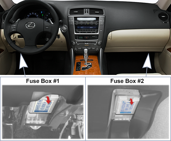 Lexus IS250 & IS350 (2009-2010): Passenger compartment fuse panel location