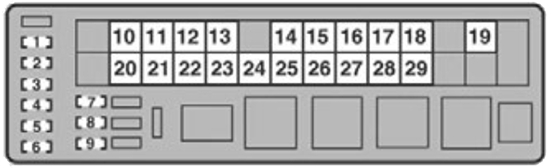 Lexus IS250 & IS350 (2011): Engine compartment fuse box #1 diagram