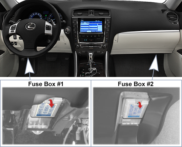 Lexus IS250 & IS350 (2011-2013): Passenger compartment fuse panel location