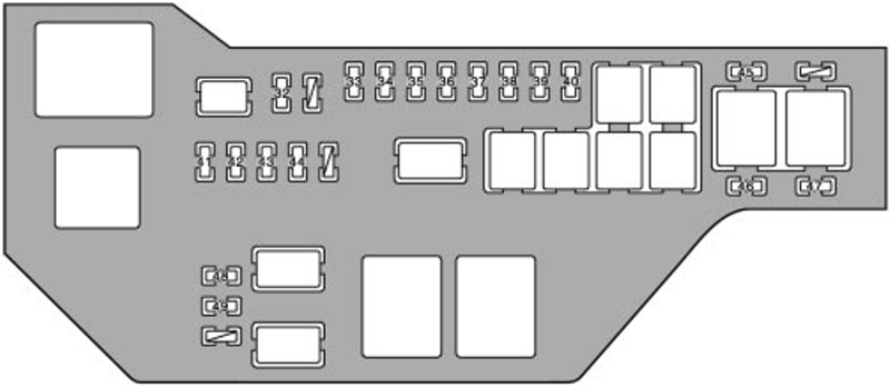 Lexus IS300 (2000-2002): Engine compartment fuse box diagram