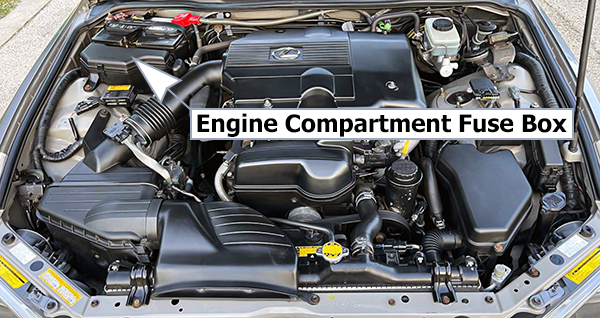 Lexus IS300 (2000-2005): Engine compartment fuse box location