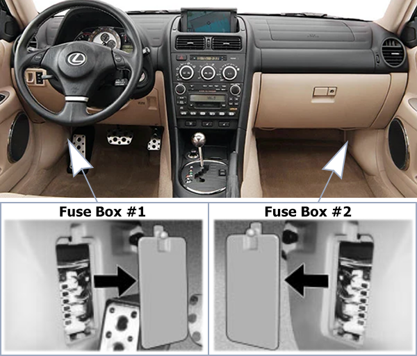 Lexus IS300 (2000-2005): Passenger compartment fuse panel location