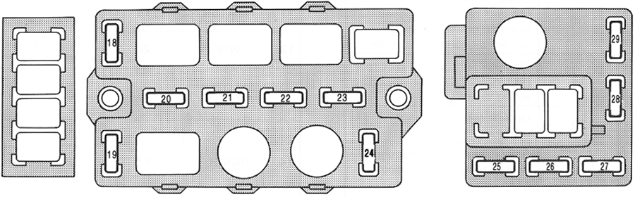 Lexus LS400 (1992): Engine compartment fuse box diagram