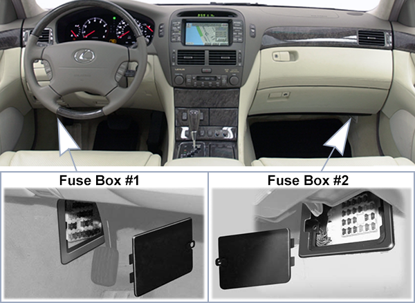 Lexus LS430 (XF30; 2001-2003): Passenger compartment fuse panel location