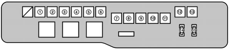 Lexus LS430 (2006): Engine compartment fuse box #1 diagram (ver.2)