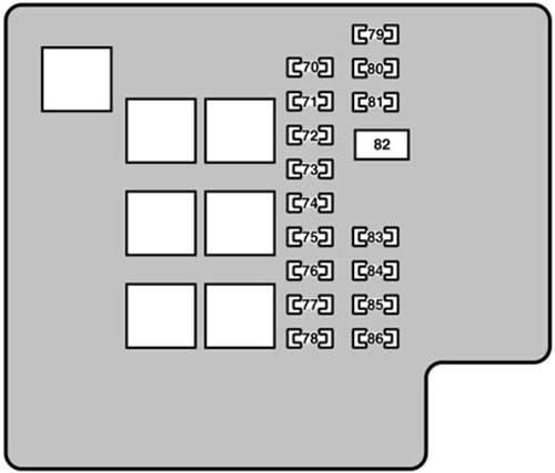 Lexus LS430 (2004-2005): Engine compartment fuse box #2 diagram