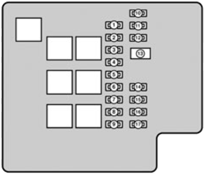 Lexus LS430 (2006): Engine compartment fuse box #2 diagram