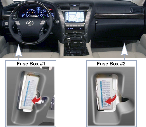 Lexus LS600h (XF40; 2008-2009): Passenger compartment fuse panel location