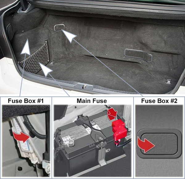 Lexus LS600h (XF40; 2008-2009): Load compartment fuse box location