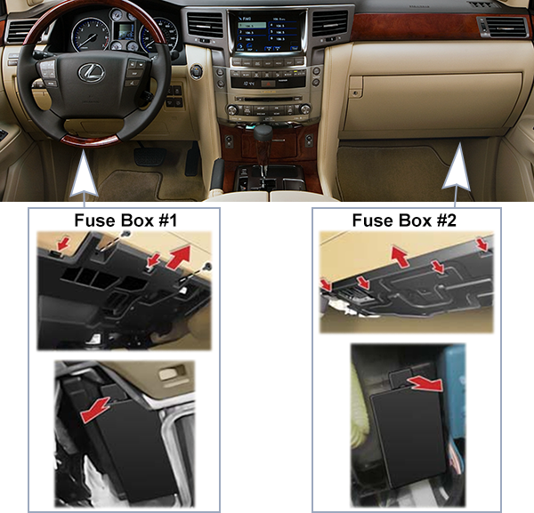 Lexus LX570 (J200; 2008-2010): Passenger compartment fuse panel location