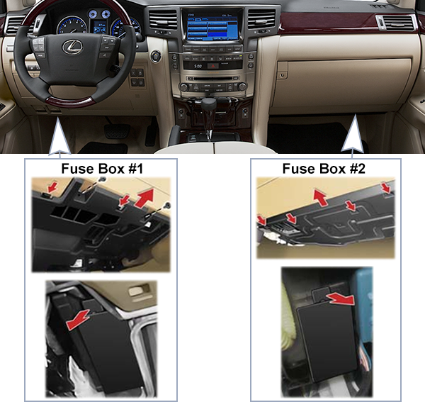 Lexus LX570 (J200; 2012-2013): Passenger compartment fuse panel location