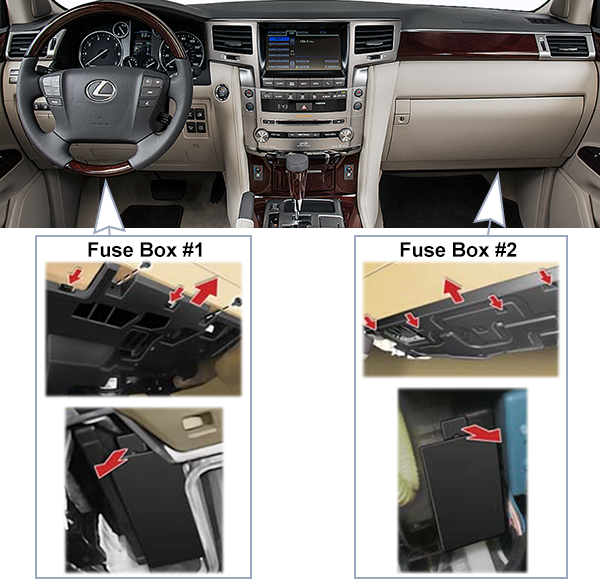 Lexus LX570 (J200; 2014-2015): Passenger compartment fuse panel location