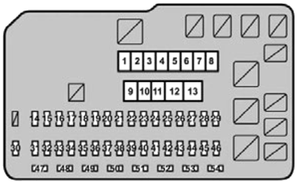 Lexus RX450H (2013-2015): Engine compartment fuse box #2 diagram
