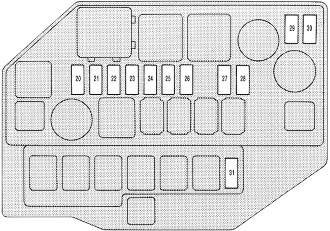 Lexus SC300 & SC400 (1992): Engine compartment fuse box diagram