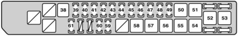 Lexus SC430 (2005): Engine compartment fuse box #1 diagram