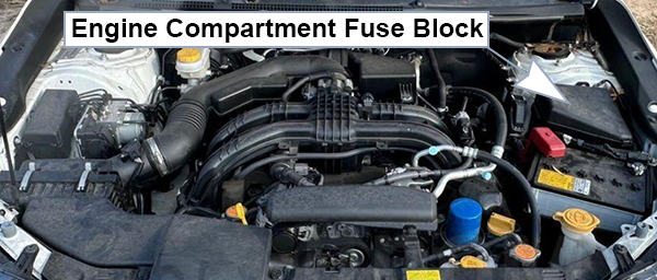 Subaru Impreza (2020-2021): Engine compartment fuse box location