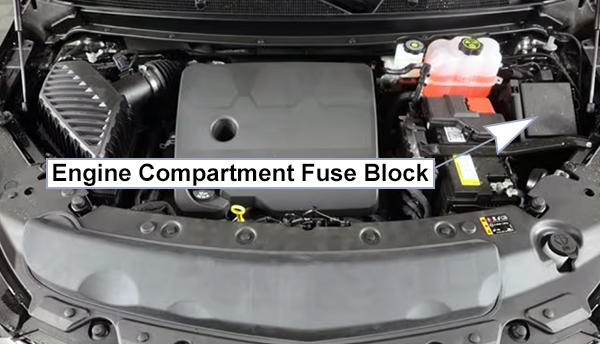 Buick Enclave (2022-2024): Engine compartment fuse box location