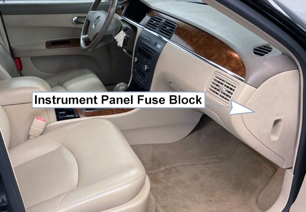 Buick LaCrosse (2005-2007): Passenger compartment fuse panel location