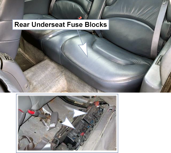 Buick Riviera (1995-1999): Rear Underseat Fuse Blocks Location