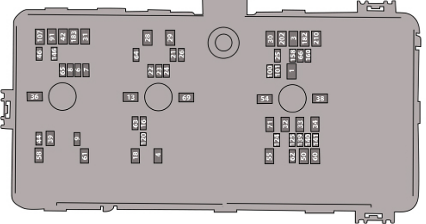 Ford Bronco (U725; 2022): Under-hood compartment fuse box diagram