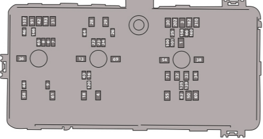 Ford Bronco (U725; 2022): Under-hood compartment fuse box diagram