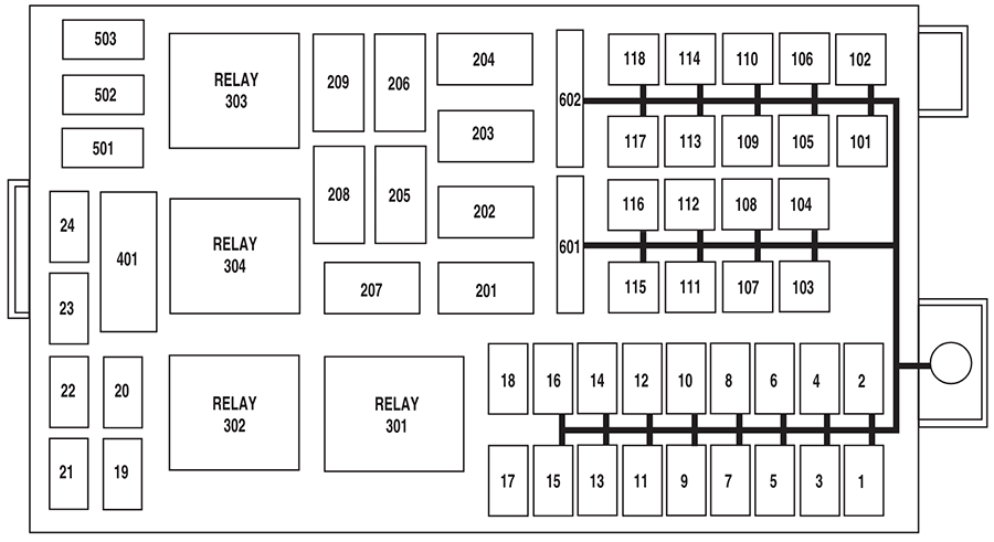 Ford Crown Victoria (EN114; 2003): Engine compartment fuse box diagram