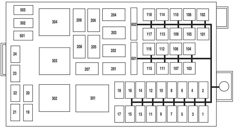 Ford Crown Victoria (EN114; 2005): Engine compartment fuse box diagram