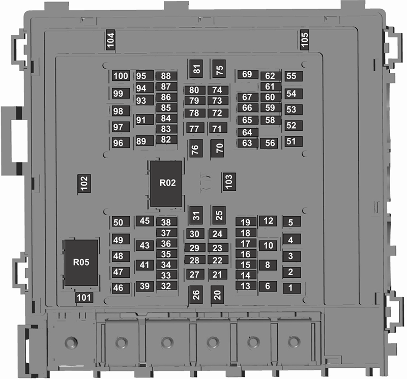 Ford F-650 / F-750 (2021): Engine compartment fuse box diagram